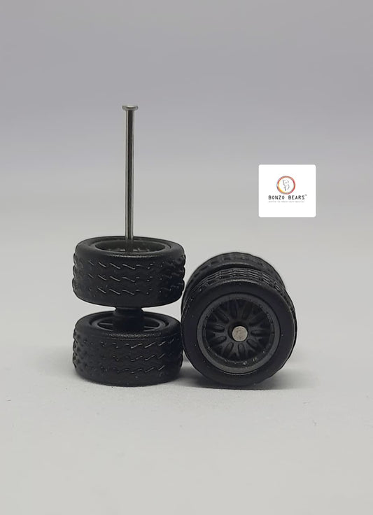 Rubber Tire - 130mm ,   Ash color Rim 25mm Axle