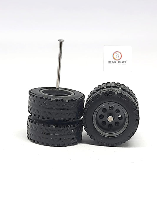 4X4 Suv Rubber Tire - 13mm , 8 Hole  Ash color Rim 28mm Axle