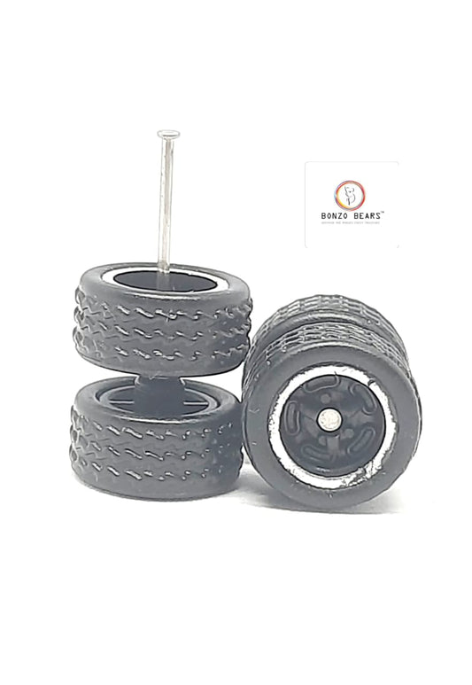 Rubber Tire - 10mm , Chrome lined  Black Rim 25mm Axle