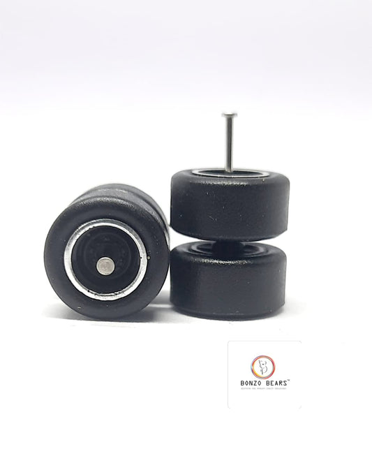 Rubber Tire - 10mm , Chrome lined  Black  Rim 22mm Axle