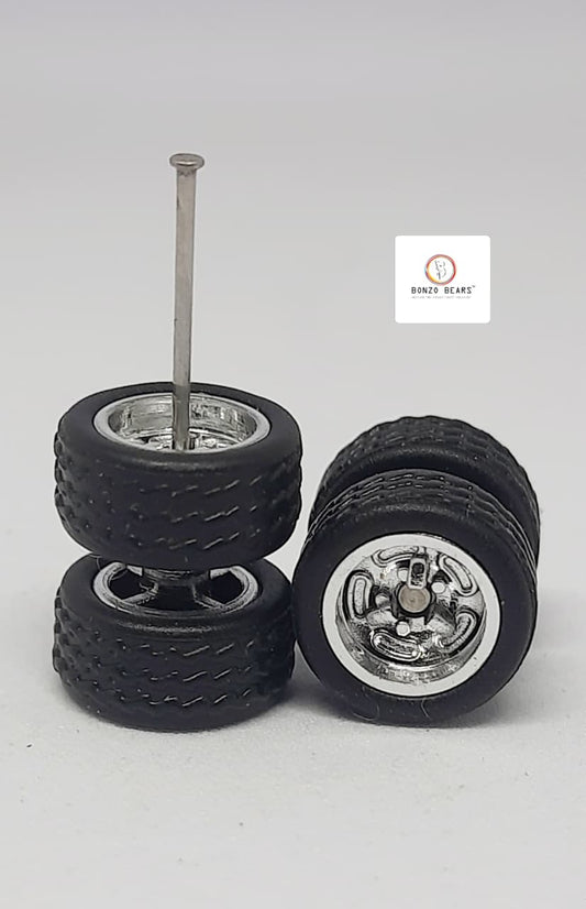 Rubber Tire - 10mm , Chrome Spl  Rim 28mm Axle