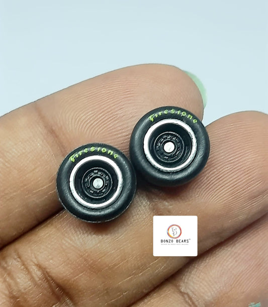 10mm Dia Rubber Tyre with "Firestone Logo" for 1/64 Car