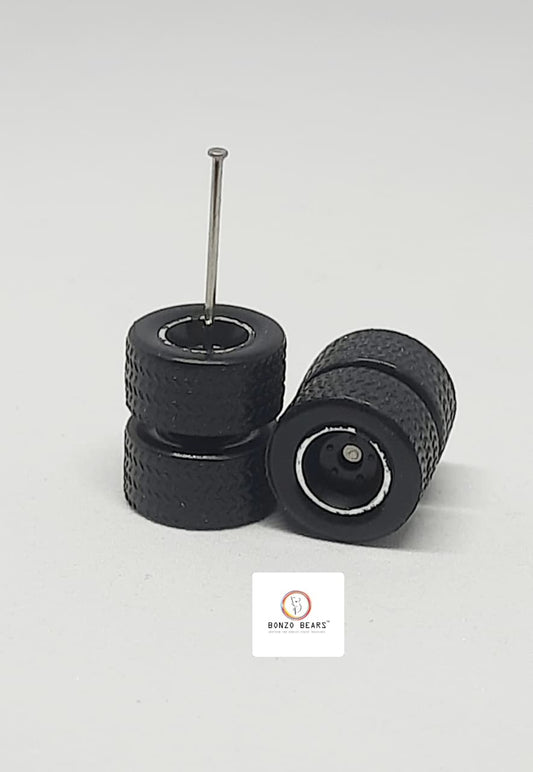 Rubber Tire - 12 mm ,Chrome Ring - 28 mm Axle