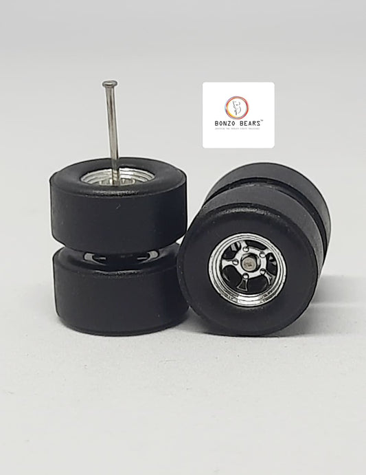 Rubber Tire - 12 mm , Chrome Rim - 5 Spoked