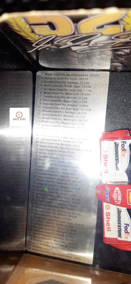 Exclusive Limited Edition 1/15001 1:18 Scale Michael Schumacher Scuderia Ferrari 52 Wins + WORLD CHAMPION F1 2001 - Hot Wheels | Bonzo Bear
