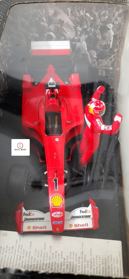 Exclusive Limited Edition 1/15001 1:18 Scale Michael Schumacher Scuderia Ferrari 52 Wins + WORLD CHAMPION F1 2001 - Hot Wheels | Bonzo Bear