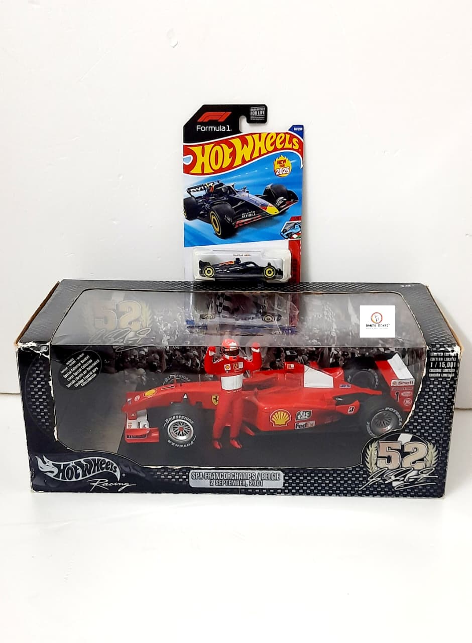 Exclusive Limited Edition 1/15001 1:18 Scale Michael Schumacher Scuderia Ferrari 52 Wins + WORLD CHAMPION F1 2001 - Hot Wheels | Bonzo Bear