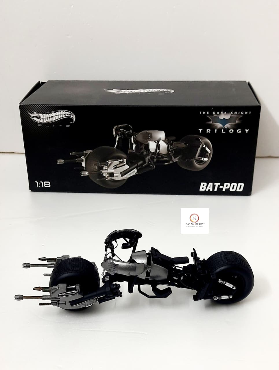 Super Rare Exclusive -1:18 Scale Bat-Pod from The Dark Knight Trilogy - Hot Wheels Elite 2012 Release | Bonzo Bear