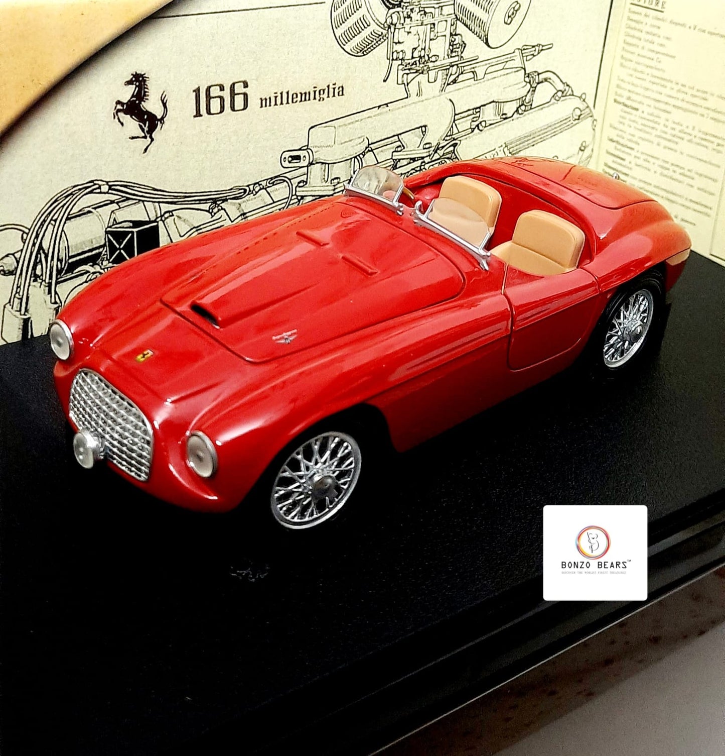 Rare minit -Hotwheels -1/18 Scale -  Ferrari 166 MM Barchetta - 2003 Release  | Bonzo Bear