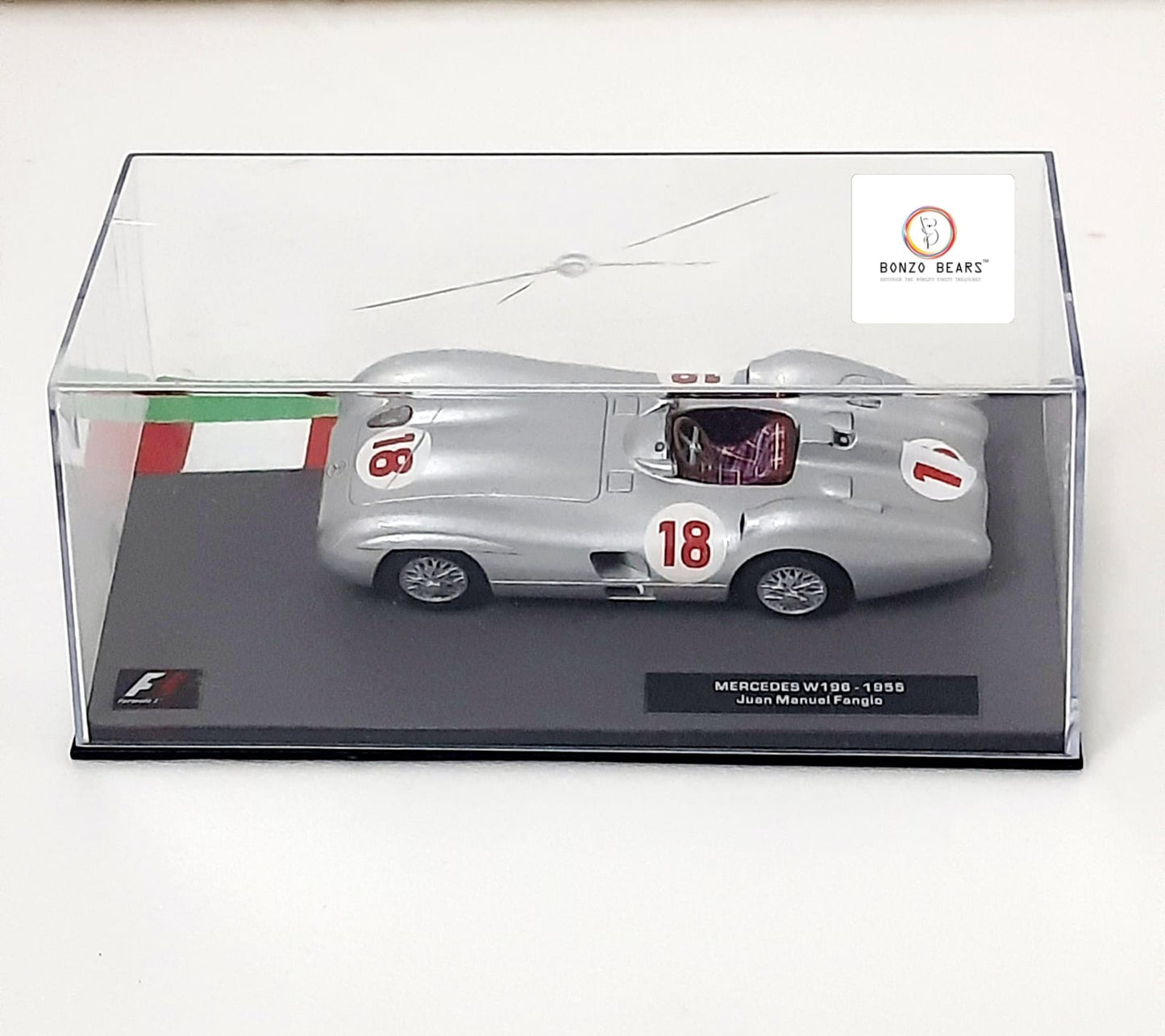 1954 Mercedes-Benz W196 'Race car' - Juan Manuel Fangio 1:43 Scale | Bonzo Bear (Cracked Box - As per the picture)