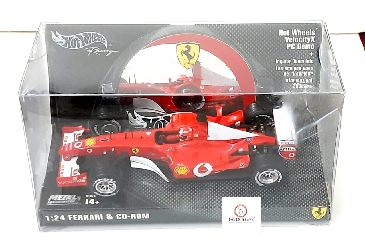 1/24 - Exclusive  Hotwheels - Ferrari F2002 driven by Michael Schumacher - Comes with PC CD-ROM (Demo of Hot Wheels VelocityX)