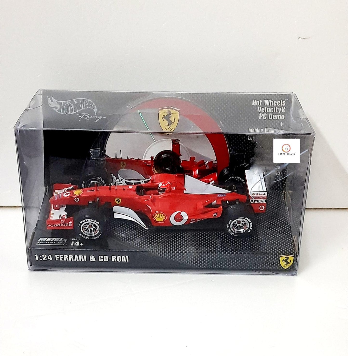 1/24 - Exclusive  Hotwheels - Ferrari F2002 driven by Michael Schumacher - Comes with PC CD-ROM (Demo of Hot Wheels VelocityX)