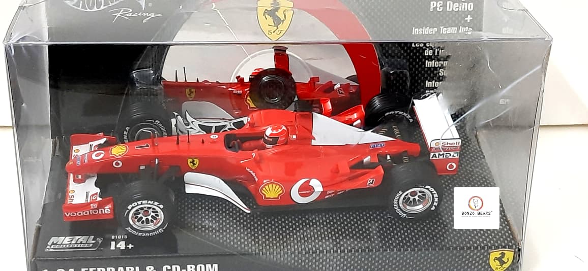 1/24 - Exclusive  Hotwheels - Ferrari F2002 driven by Michael Schumacher - Comes with PC CD-ROM (Demo of Hot Wheels VelocityX)
