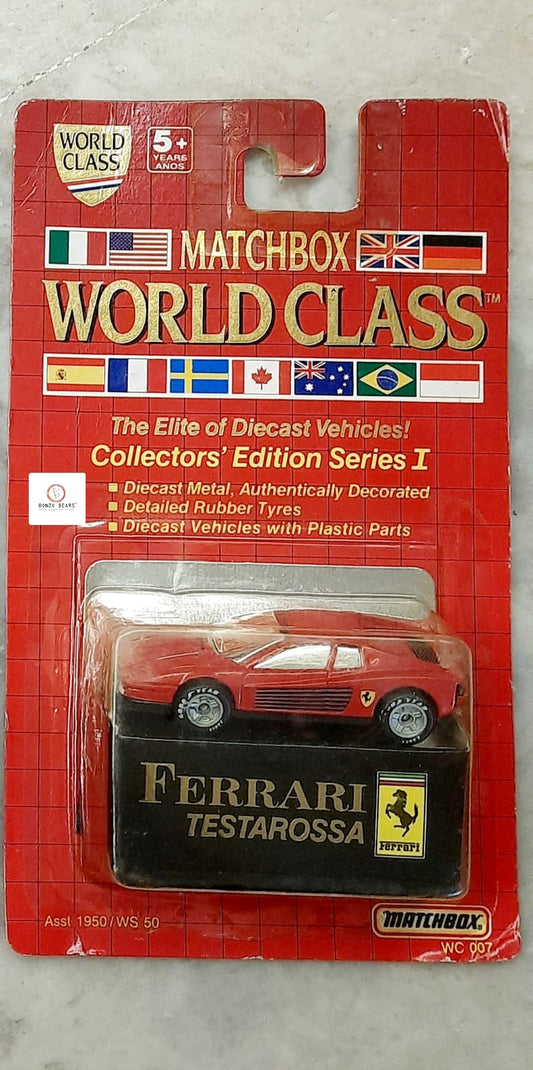 Ferrari Testarossa-Matchbox World Class  -1986 Relase| Bonzo Bear (Blister Crack & Card Condition as per picture)