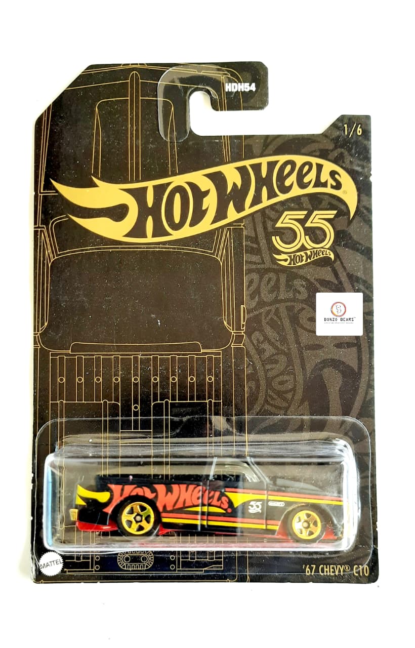 Hot Wheels 55th Anniversary '67 Chevy C10 Pick up Truck - Black & Gold series | Bonzo Bear PB12, PB19
