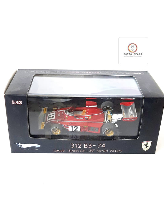 Limited Edition 1 of 10000 1:43 1974 Ferrari 312 B3-74 driven by Niki Lauda - Winner Spanish Grand Prix - 50th FERRARI VICTORY - Hot Wheels | Bonzo Bears