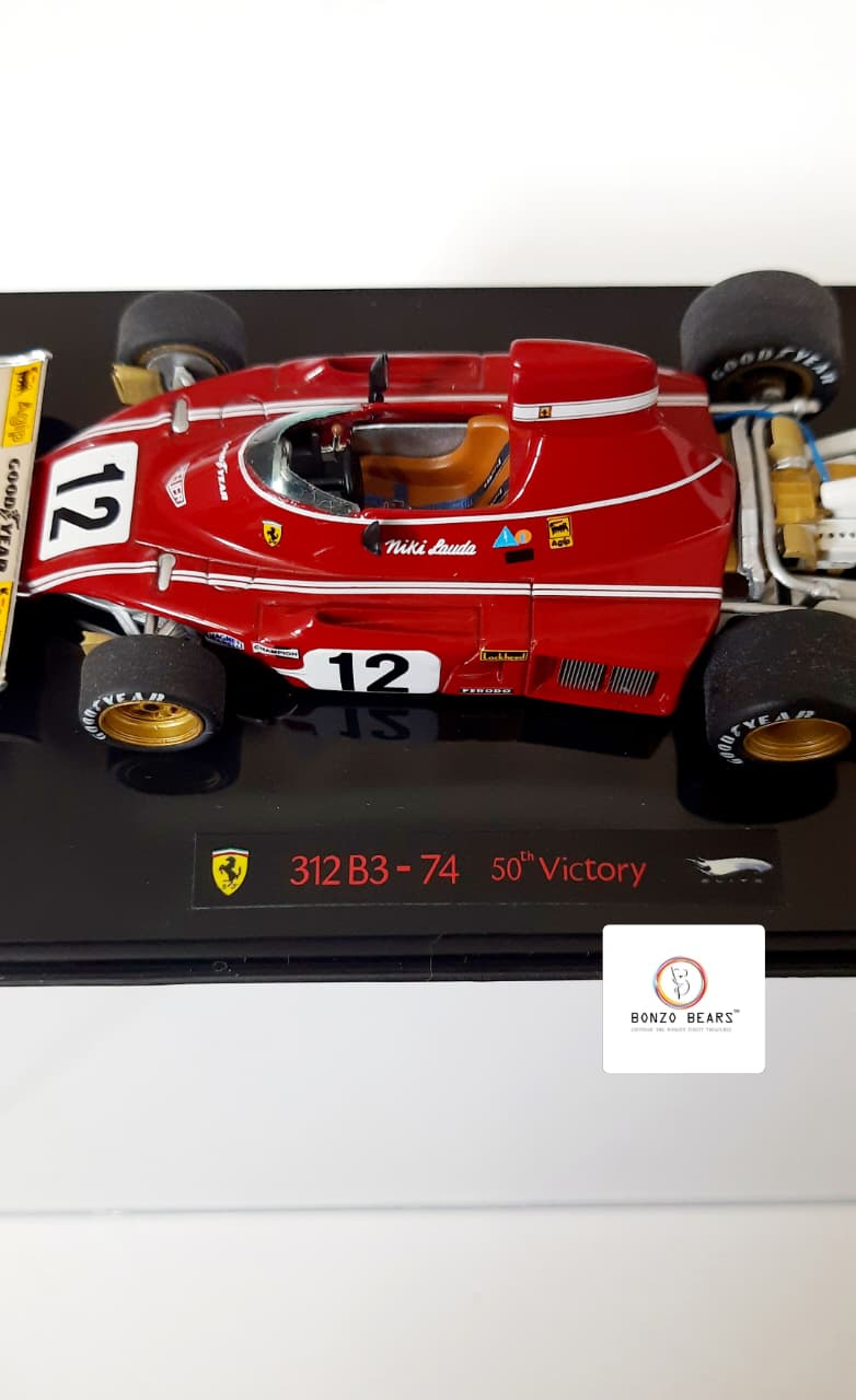 Limited Edition 1 of 10000 1:43 1974 Ferrari 312 B3-74 driven by Niki Lauda - Winner Spanish Grand Prix - 50th FERRARI VICTORY - Hot Wheels | Bonzo Bears