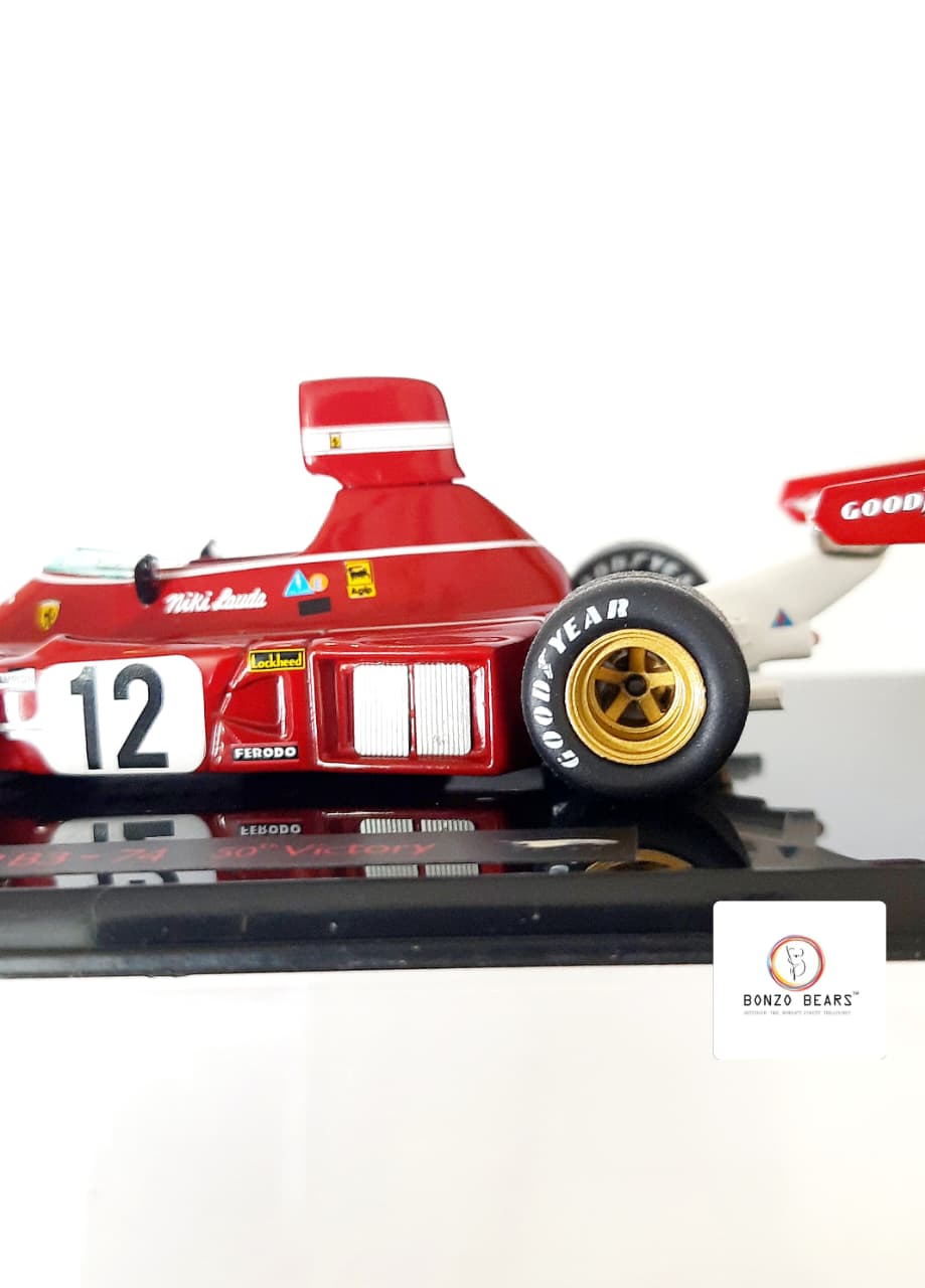 Limited Edition 1 of 10000 1:43 1974 Ferrari 312 B3-74 driven by Niki Lauda - Winner Spanish Grand Prix - 50th FERRARI VICTORY - Hot Wheels | Bonzo Bears