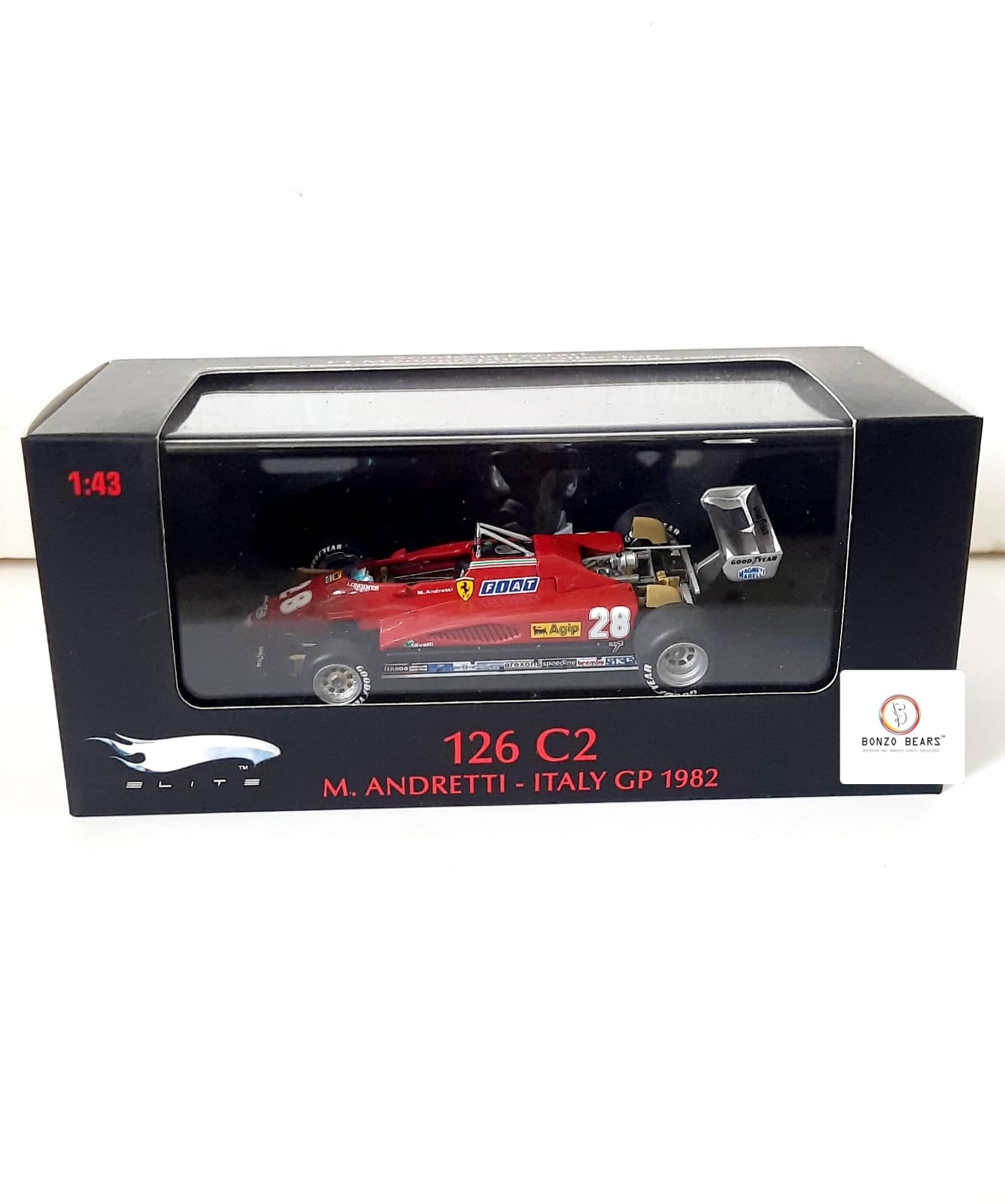 Limited Edition 1 of 5000 1:43 1982 Ferrari 126 C2 - Mario Andretti at Italian GP - Hot Wheels Elite | Bonzo Bears