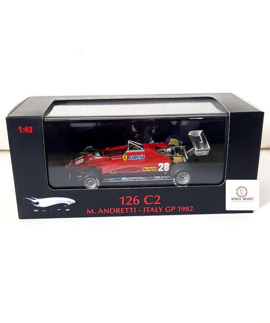 Limited Edition 1 of 5000 1:43 1982 Ferrari 126 C2 - Mario Andretti at Italian GP - Hot Wheels Elite | Bonzo Bears