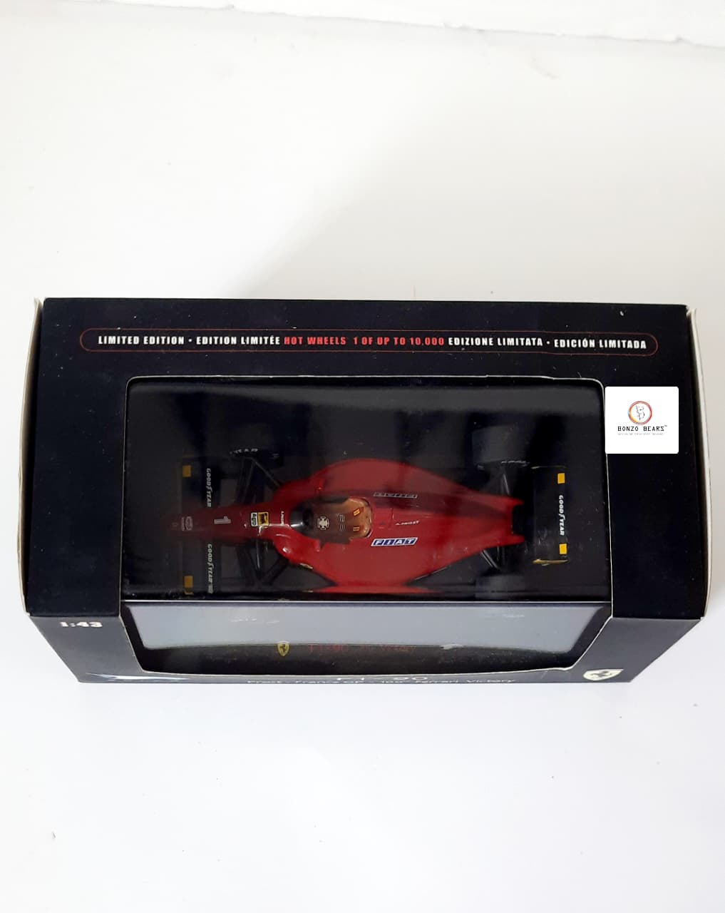 100th Ferrari Victory at French GP - Limited Edition 1 of 10000 1:43 1990 Ferrari F1-90, Alain Prost F1 - 100th Ferrari Victory at French GP - Hot Wheels Elite | Bonzo Bears