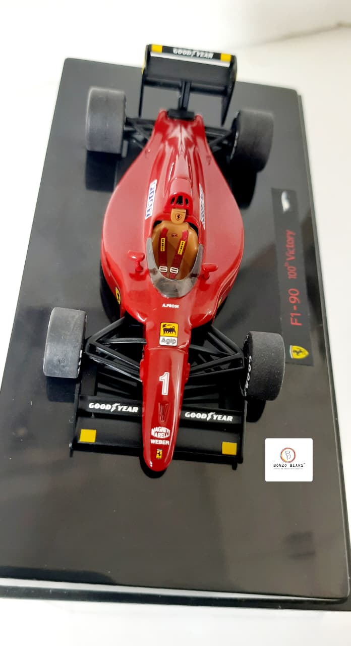 100th Ferrari Victory at French GP - Limited Edition 1 of 10000 1:43 1990 Ferrari F1-90, Alain Prost F1 - 100th Ferrari Victory at French GP - Hot Wheels Elite | Bonzo Bears