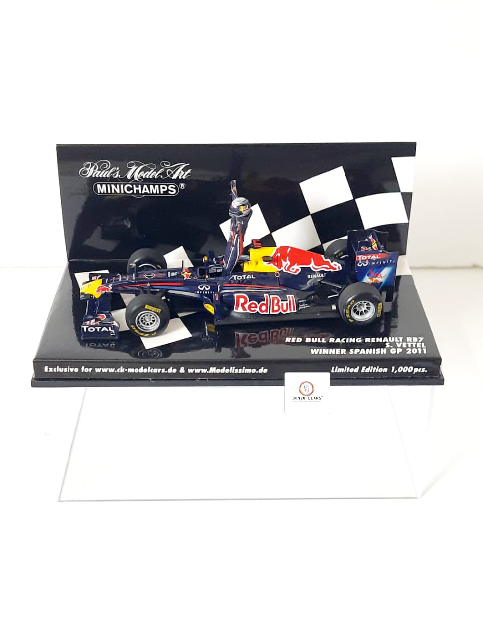 Rare Limited Edition 1 of 1000 1:43 Red Bull Racing Renault RB7, driven by Sebastian Vettel - Winner2011 Spanish Grand Prix - Mini Champs