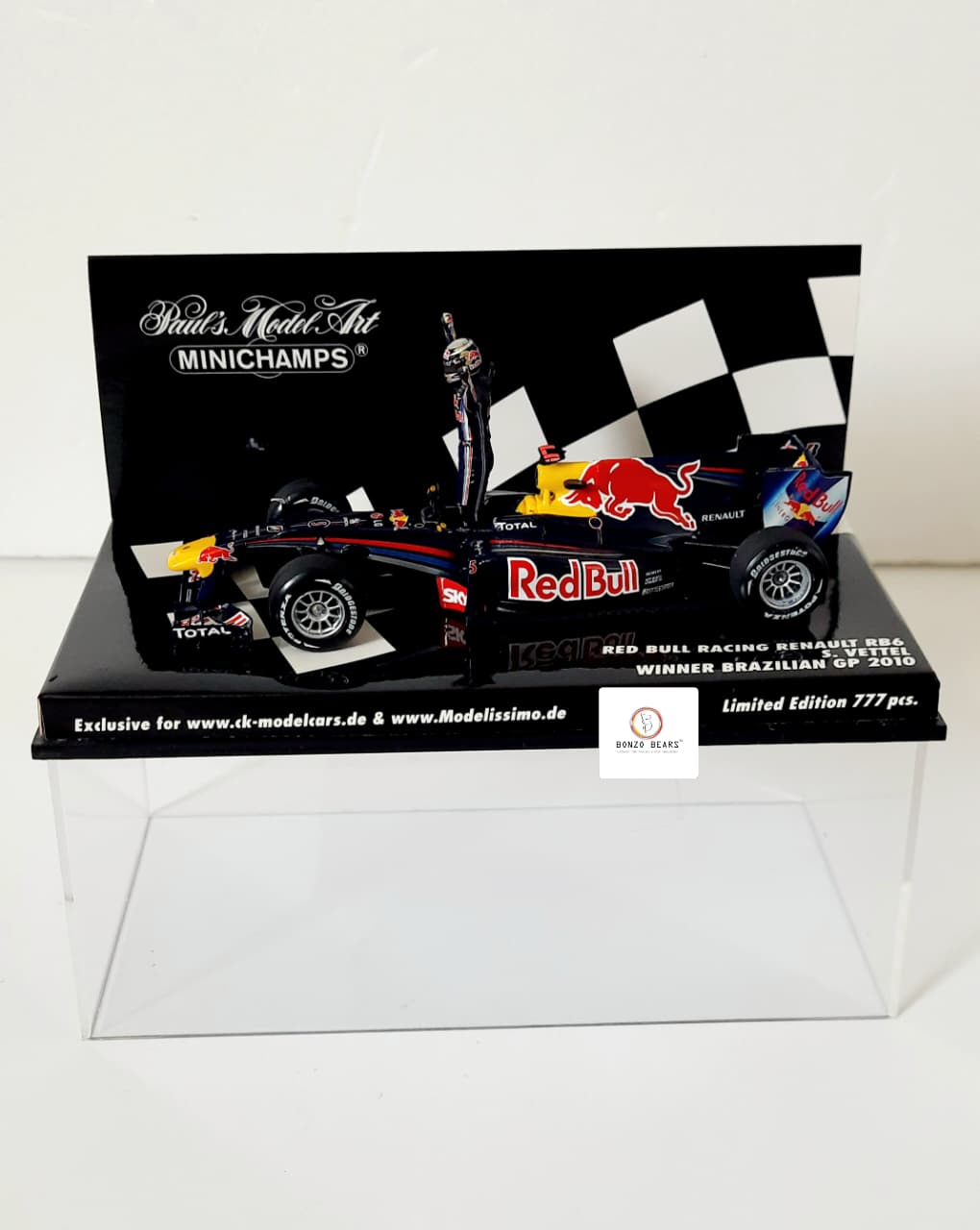 Rare Limited Edition 1 of 777 - 1:43 Minichamps - Red Bull Racing Renault RB6 driven by Sebastian Vettel - 2010 Winner Brazilian GP