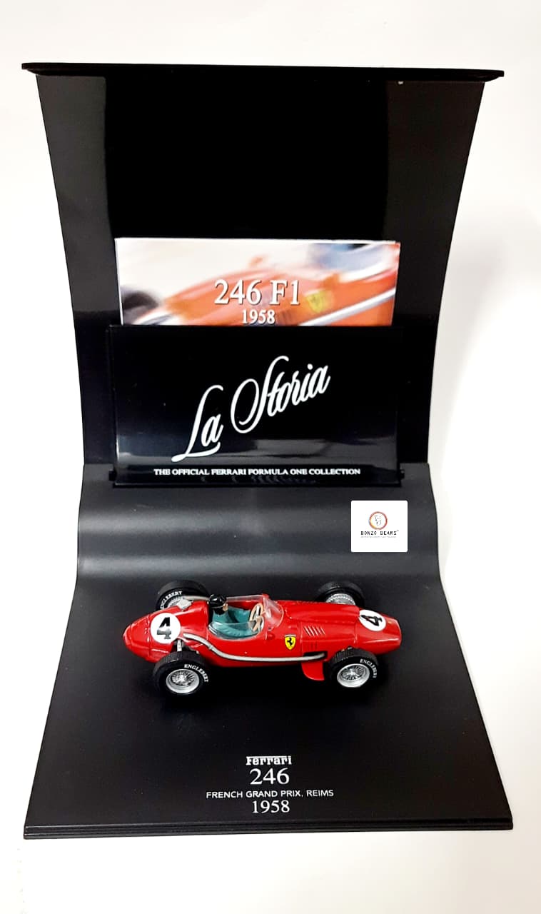 RARE - The Official Ferrari Formula One Collection 1958 1:43 Hot Wheels 'La Storia' Ferrari Dino 246 #4 with Original Flyer