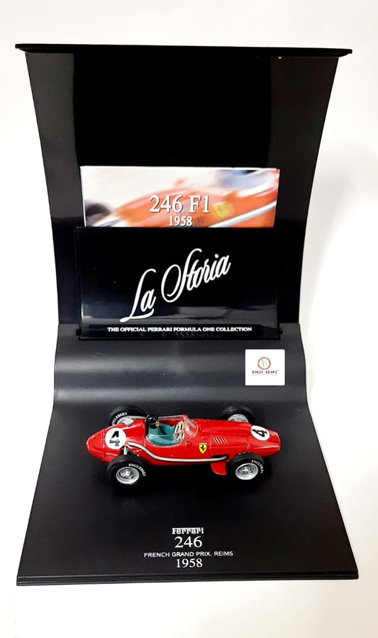RARE - The Official Ferrari Formula One Collection 1958 1:43 Hot Wheels 'La Storia' Ferrari Dino 246 #4 with Original Flyer
