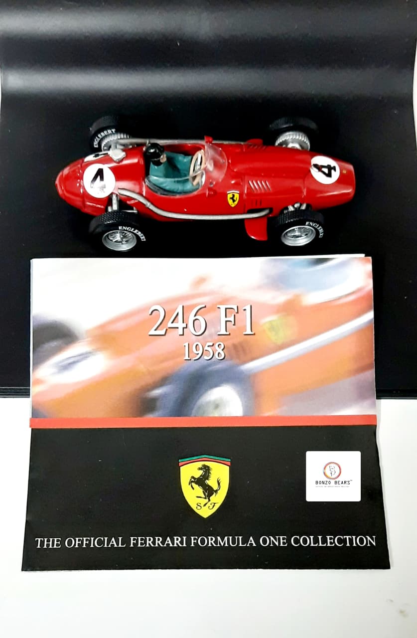 RARE - The Official Ferrari Formula One Collection 1958 1:43 Hot Wheels 'La Storia' Ferrari Dino 246 #4 with Original Flyer