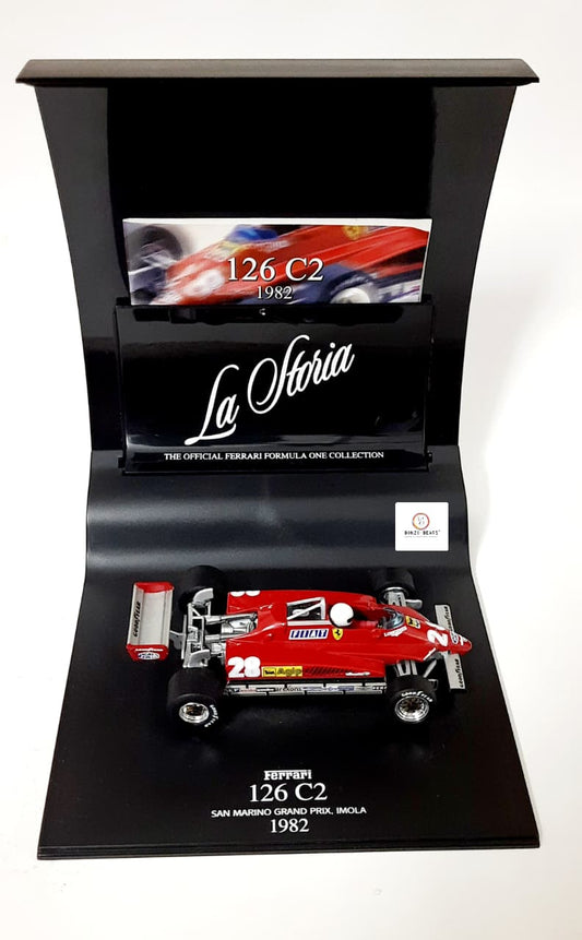 RARE - The Official Ferrari Formula One Collection 1982 1:43 Hot Wheels 'La Storia' Ferrari 126 C2 F1 #28 with Original Flyer