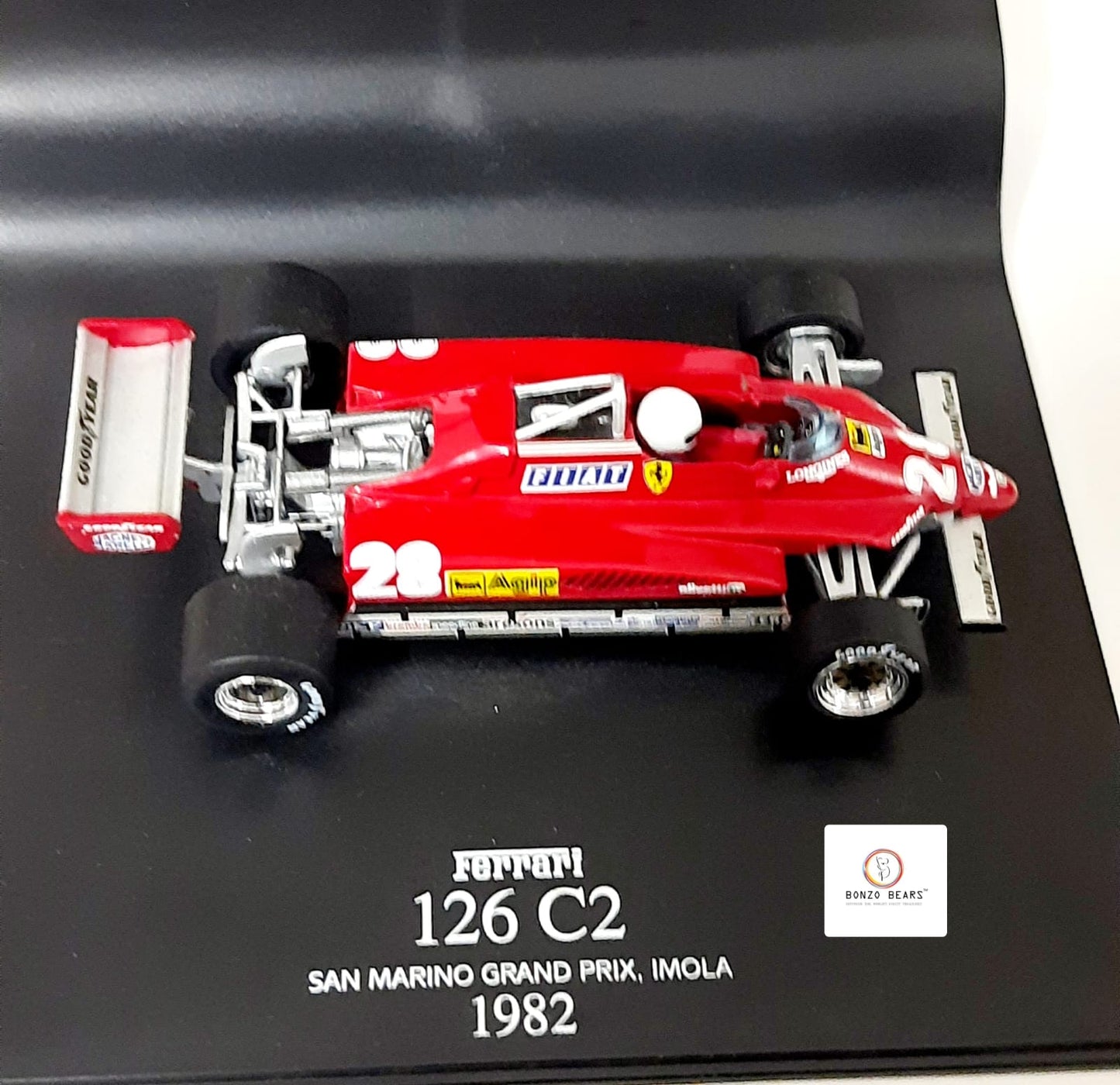 RARE - The Official Ferrari Formula One Collection 1982 1:43 Hot Wheels 'La Storia' Ferrari 126 C2 F1 #28 with Original Flyer