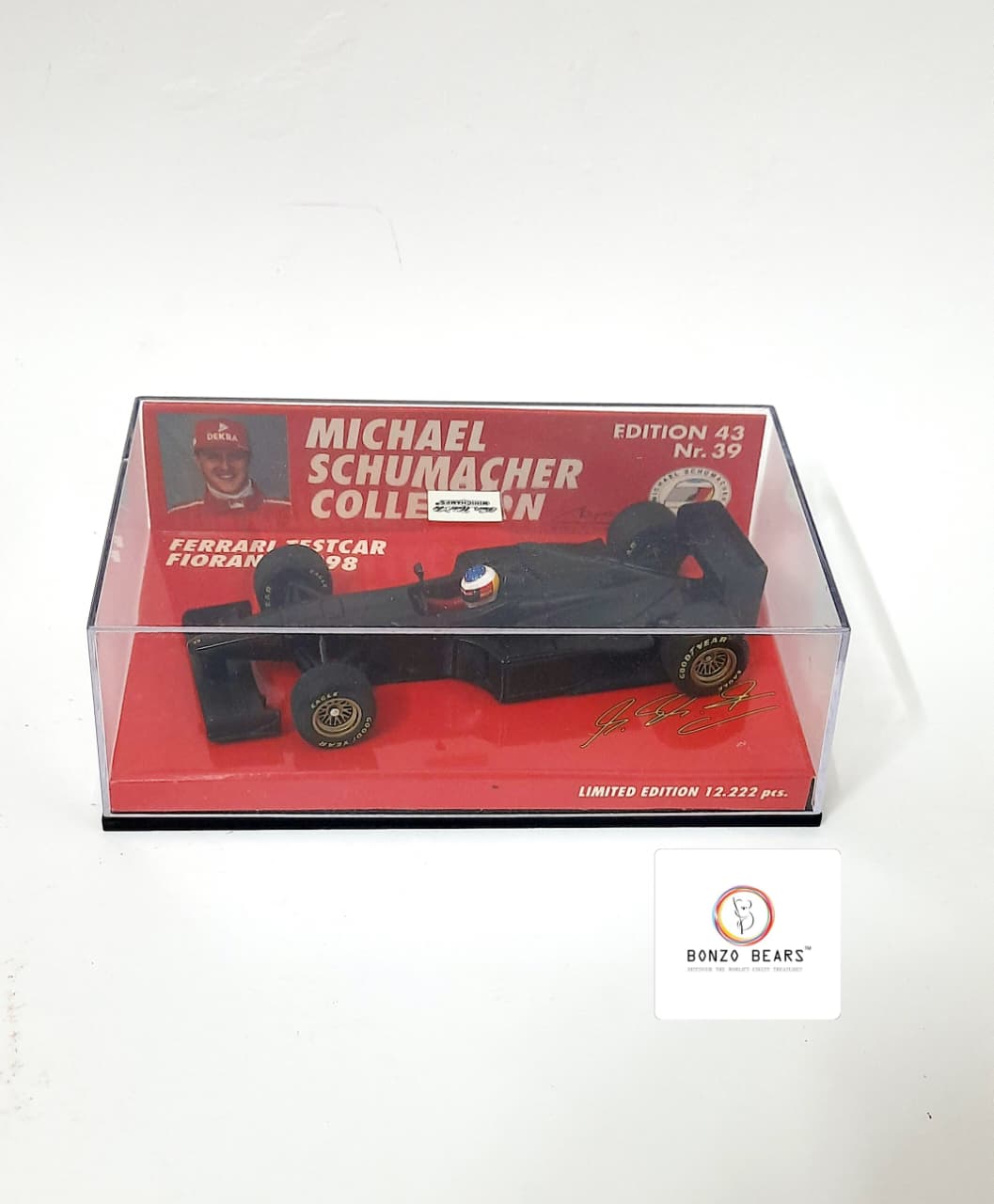 RARE Mini Champs 1/43 Limited Edition 1998 Ferrari F300 Formula 1 Test Car (Matte Black) - "Michael Schumacher Collection" (Edition 43, No. 39) | Bonzo Bears (Restocked)