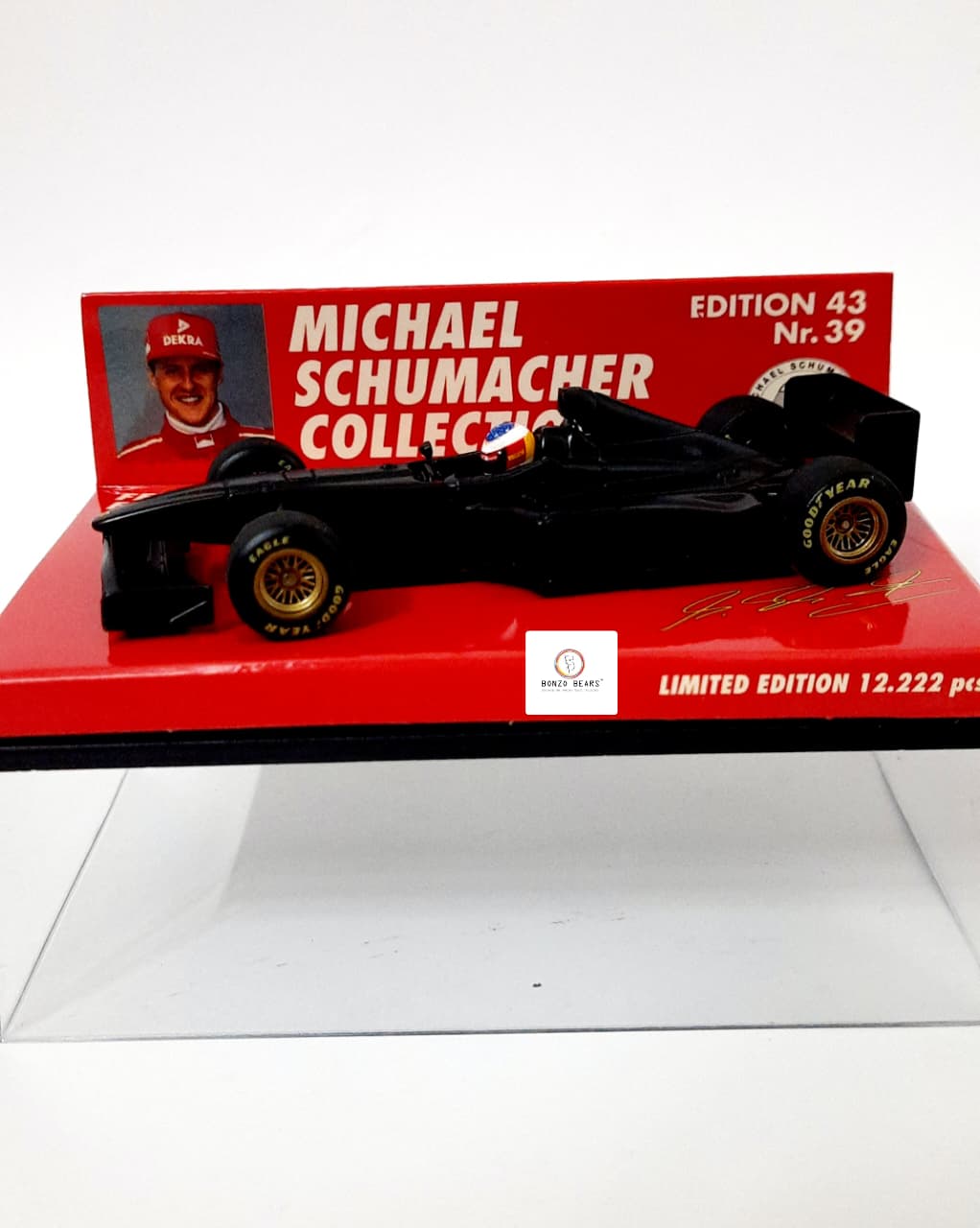RARE Mini Champs 1/43 Limited Edition 1998 Ferrari F300 Formula 1 Test Car (Matte Black) - "Michael Schumacher Collection" (Edition 43, No. 39) | Bonzo Bears (Restocked)