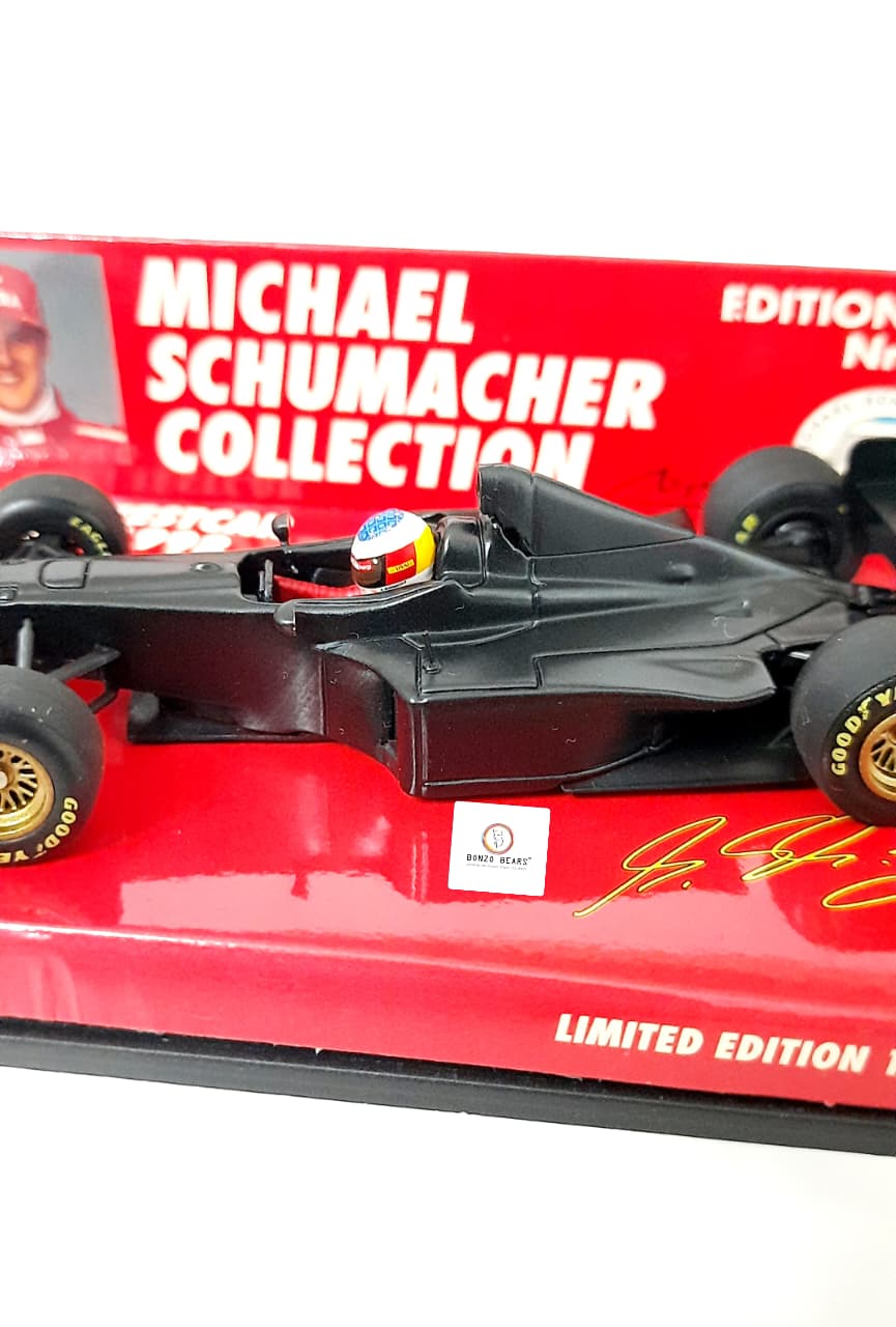 RARE Mini Champs 1/43 Limited Edition 1998 Ferrari F300 Formula 1 Test Car (Matte Black) - "Michael Schumacher Collection" (Edition 43, No. 39) | Bonzo Bears (Restocked)