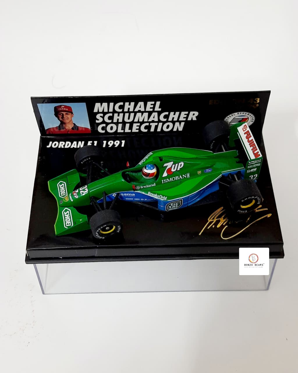 Mini Champs 1:43 1991 Jordan Ford 191 (7UP livery) - "Michael Schumacher Collection" | Bonzo Bears (Restocked)