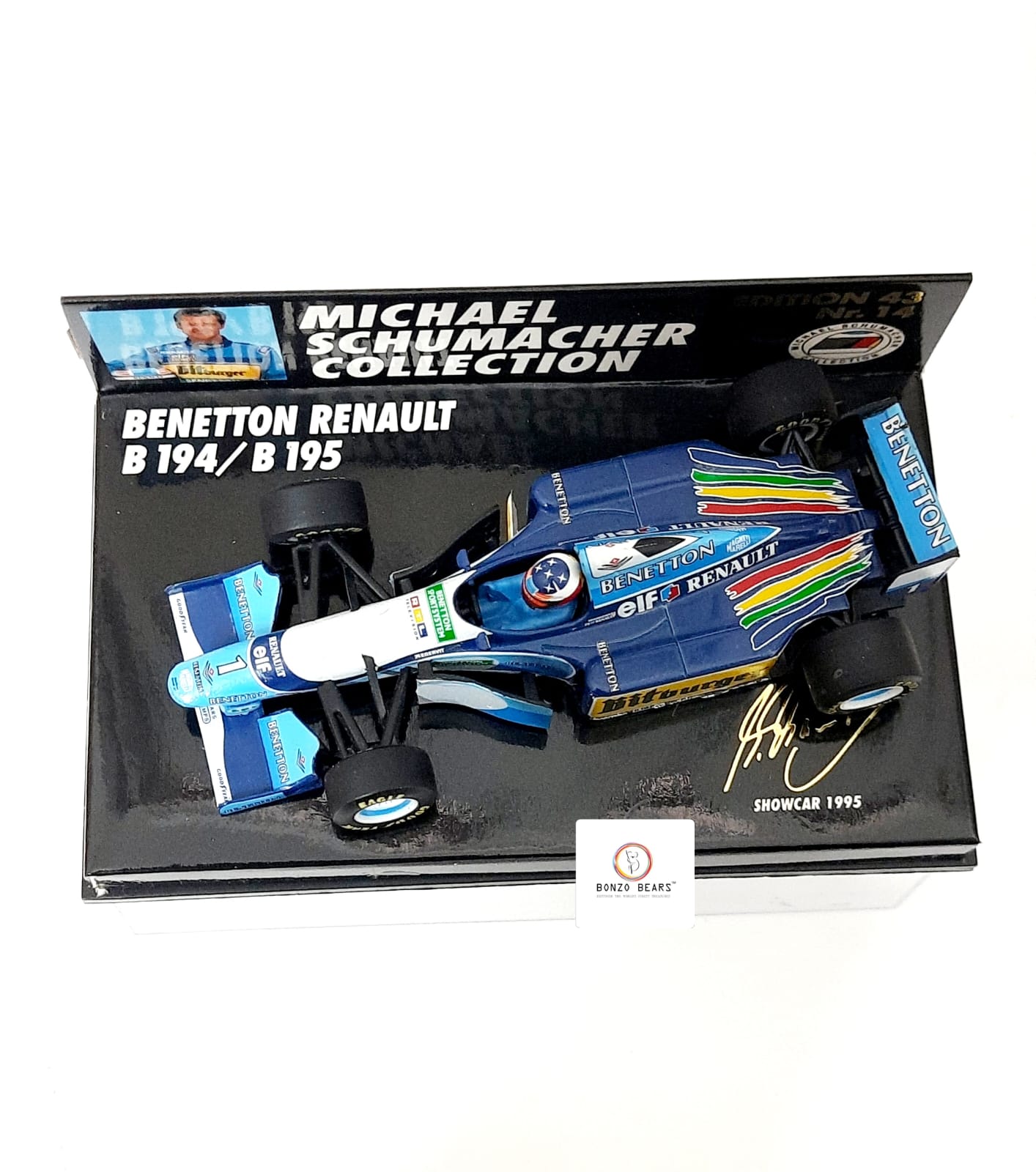 Mini Champs 1:43 1995 Benetton Renault B194/B195 "Michael Schumacher Collection" | Bonzo Bears
