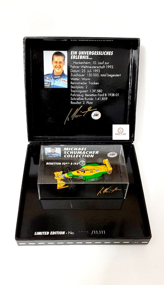 Limited Edition 2766/11111 1:64 Mini Champs 1993 Benetton Ford B193B "Michael Schumacher Collection" - | Bonzo Bears