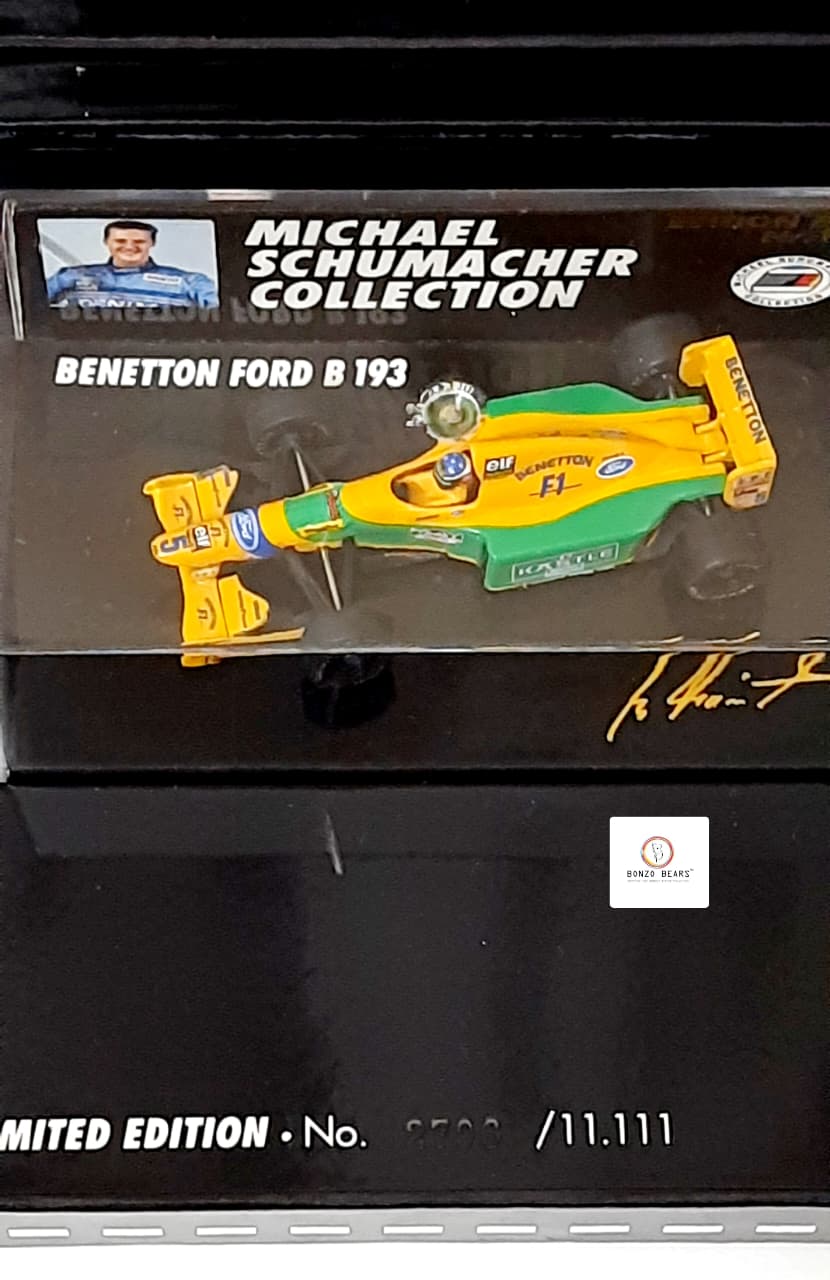 Limited Edition 2766/11111 1:64 Mini Champs 1993 Benetton Ford B193B "Michael Schumacher Collection" - | Bonzo Bears