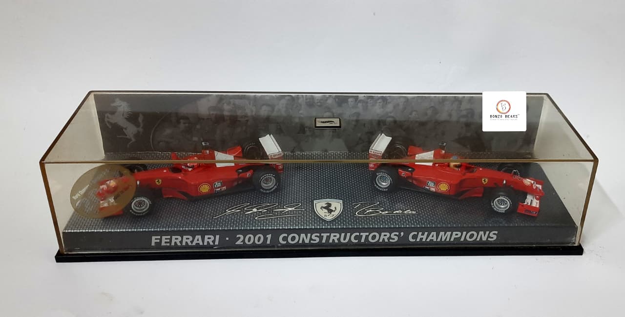 Hot Wheels 1:43 Elite Formula 1 Ferrari 2001 Constructors' Champions - Ferrari's 2001 Championship victory Michael Schumacher and Rubens Barrichello