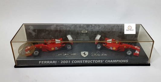 Hot Wheels 1:43 Elite Formula 1 Ferrari 2001 Constructors' Champions - Ferrari's 2001 Championship victory Michael Schumacher and Rubens Barrichello