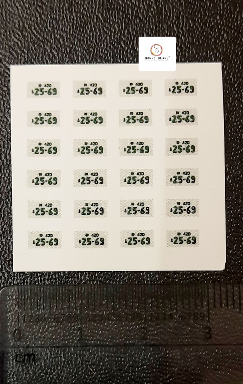 1/64 Cars - Japan - 25-69 White - LICENSE PLATE  - Custom Universal WaterSlide Decal 25-69 | Bonzo Bearsater Decals | Bonzo Bears