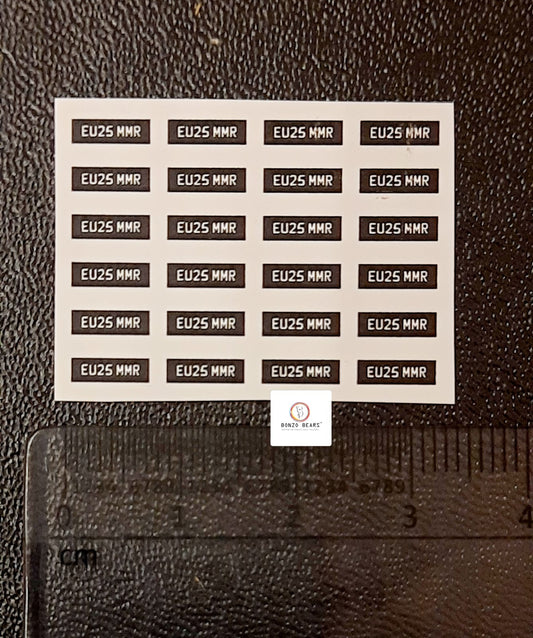 Europe Number Plate EU25 MMR - LICENSE PLATE for 1/64 Cars -  Universal WaterSlide Decal | Bonzo Bears