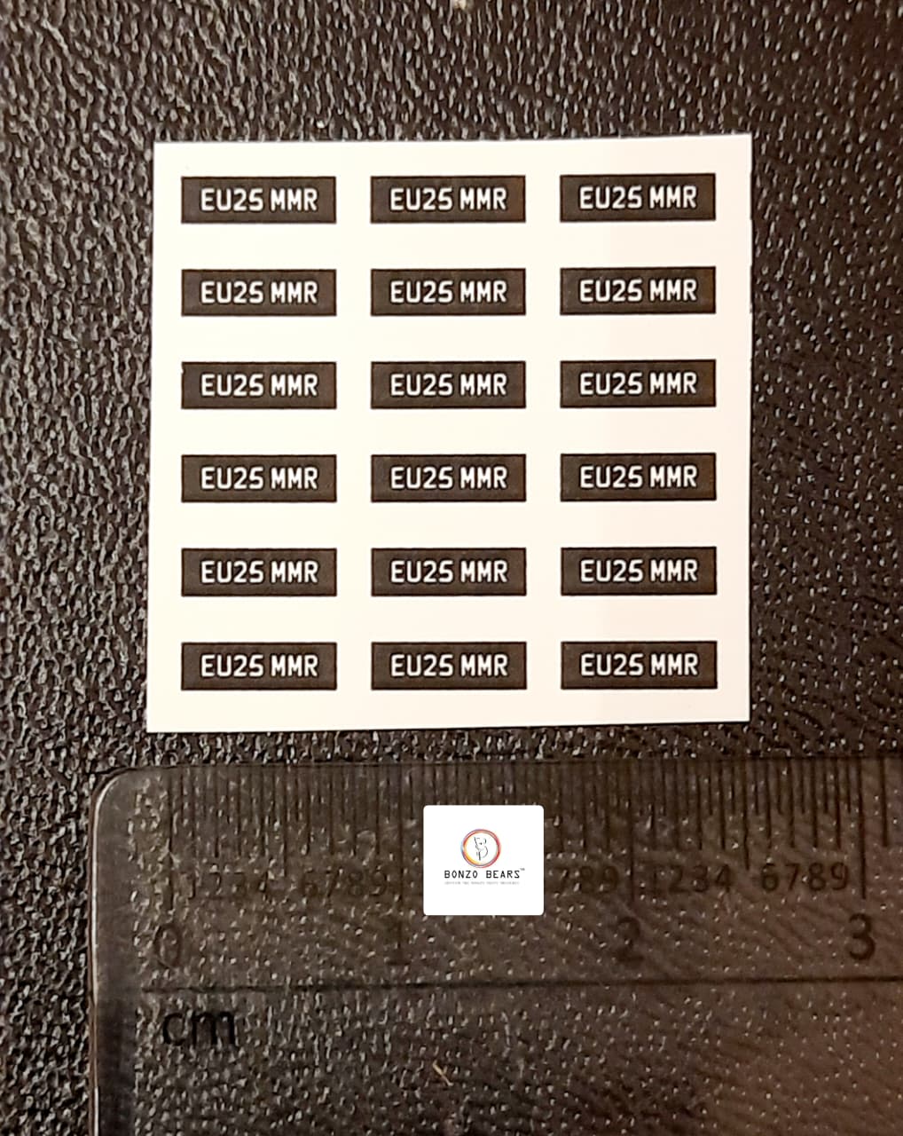Europe Number Plate - EU25 MMR - Black - Waterslide Decals for 1/64 Cars| Bonzo Bears