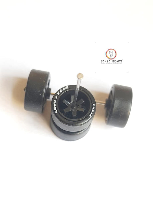 Rubber Tyre - 10mm Black rim 6 Spoke with Goodyear Eagle - 25mm axle Cv1