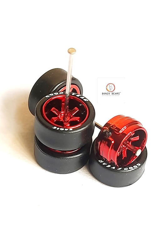 Rubber Tyre - 10mm Red Rim 6 Spoke with Goodyear Eagle - 25mm Axle Cv1