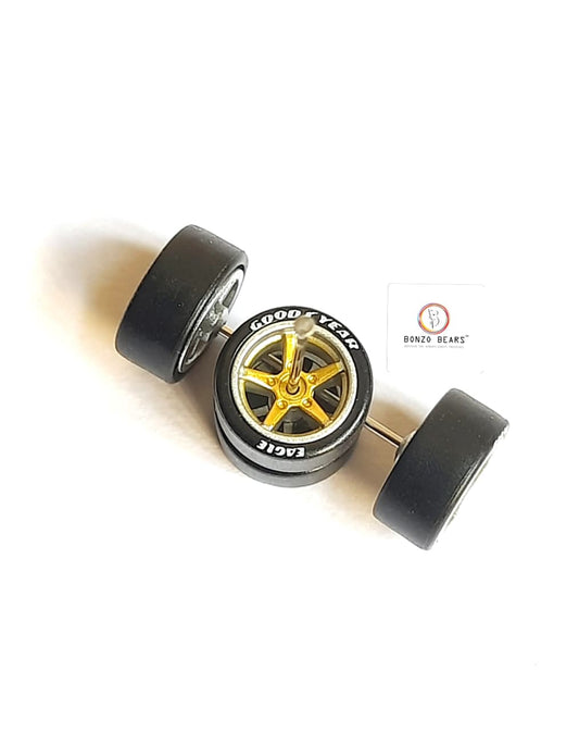 Rubber Tyre - 10 mm Silver Rim, Gold Star with Goodyear Eagle - 25mm Axle Cv1