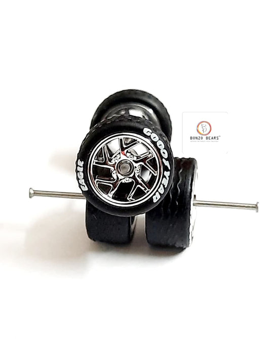 Rubber Tyre - 10mm Silver Rim 5 Y Spoke Goodyear Eagle, 28mm Axle Cv2