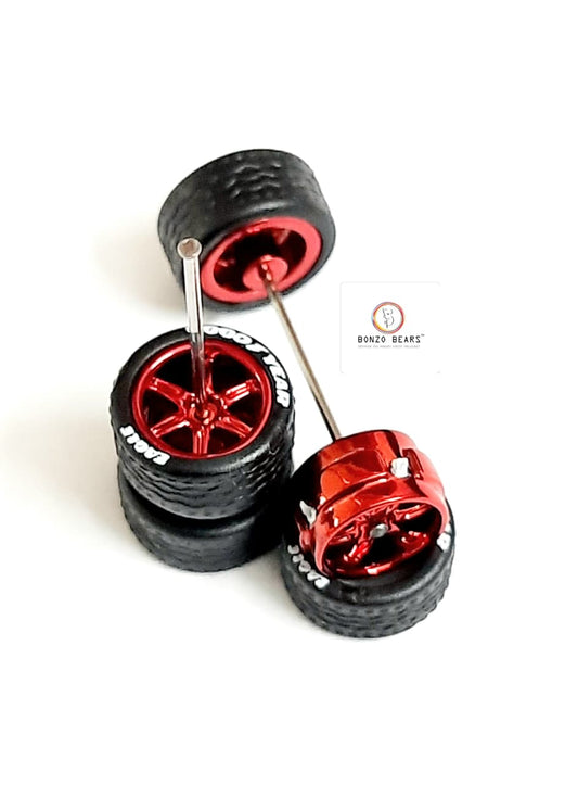 Rubber Tyre - 10mm Red Rim 6 Spoke Goodyear Eagle, 28mm Axle Cv2
